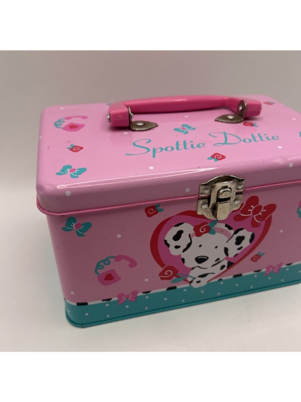 Sanrio 1993 Spottie Dottie Metal Tin Trinket Box Dog Pink Container Rare Vintage - Picture 3 of 16